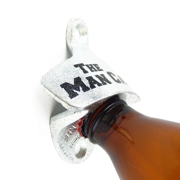 THE MAN CAVE Wall Mounted Beer Soda Bottle Opener Zinc Plated Cast Iron Starr X - Picture 2 of 5